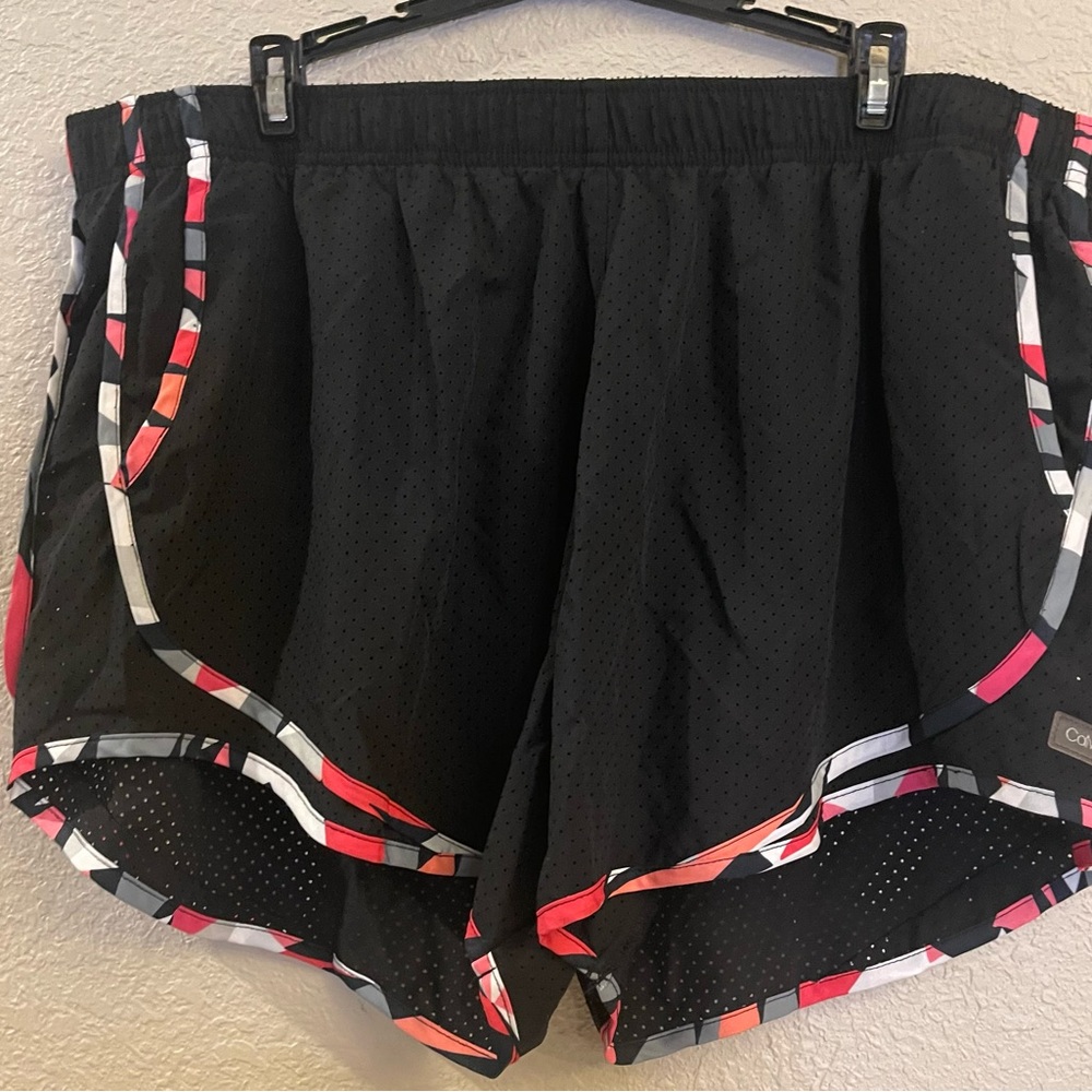 Calvin Klein Black Athletic Shorts with Pink and White Trim